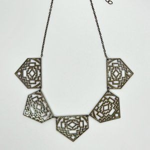 Metallic Southwestern Textile Pattern Plates and Gunmetal Chain